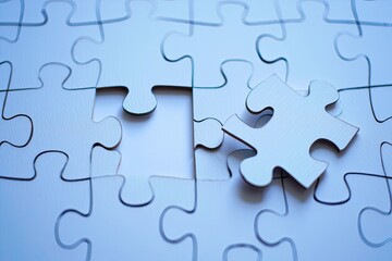 Macro Puzzle Background with Missing Piece Solving Completion Challenge Concept