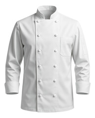Classic White Chef's Jacket with Double-Breasted Design and Long Sleeves for Culinary Professionals, Isolated on Transparent and White Background