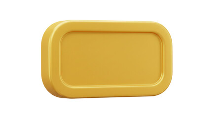 A close up of a single yellow rounded rectangle object on a white background in a studio shot view