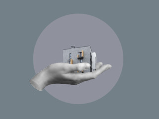 Building block with modern multi storey residential apartments and commercial realty in city