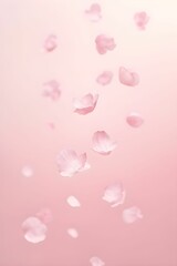 Pink rose petals. Blurred pink cherry blossom background. Related to nature, beauty, tranquility, and seasonal transitions.
