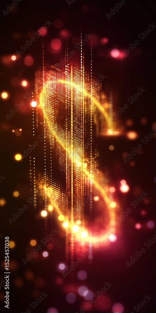 Poster neon abstract digitally generated glowing spiral light art with sparkling patterns