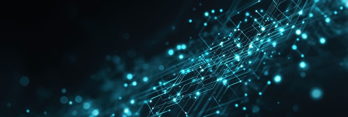Obraz premium Futuristic digital network with glowing blue circuitry