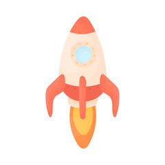 A rocket drawn in a childish way. Start symbol. 