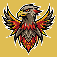 Fototapeta premium Majestic Eagle Mascot Logo with Spread Wings on Golden Background