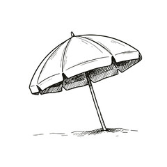 Hand-drawn beach umbrella for sun protection and summer relaxation illustration