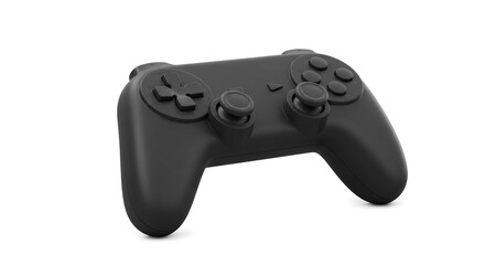 A close up view of a matte black wireless game controller on a white background showing buttons and joysticks