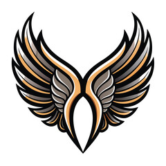 Obraz premium Stylized Wings Illustration with Black Outline and Golden and Gray Accents