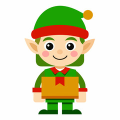 Elf Delivery Service Vector – Simple Design on White Background