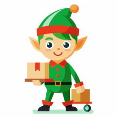 Elf Delivery Service Vector – Simple Design on White Background