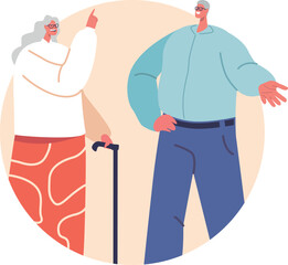 Old people talking and gesturing