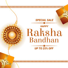 Raksha Bandhan Banner with up to 25% off. Rakhi Sale Poster. Vector. Illustration. Happy Raksha Bandhan