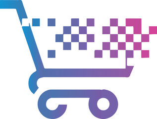 Digital Shopping Cart Icon with Data Flow