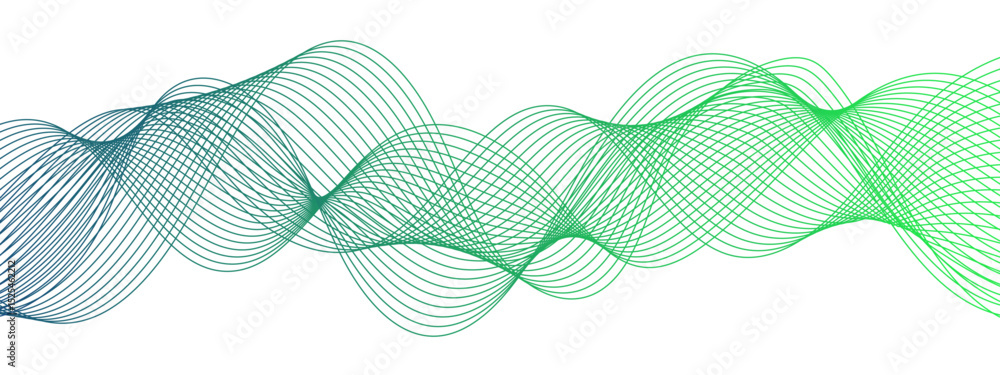 Aufkleber abstract modern wave pattern composed of green gradient lines flowing smoothly on a white background