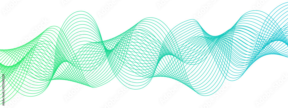 Aufkleber abstract modern wave pattern composed of green gradient lines flowing smoothly on a white background