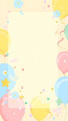 Birthday Party Celebration in Pastel Colors with Balloons and Festive Background for Customized Invitation Design