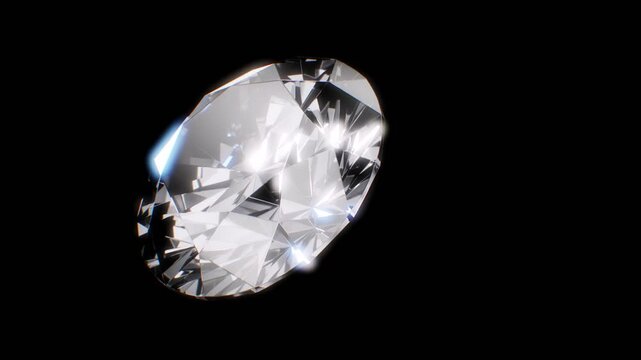 Rotating brilliant with bliss on black background. 3D rendering.