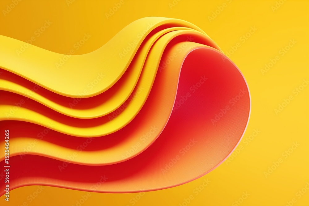 Aufkleber a yellow and red striped object with a curved shape. the stripes are orange and yellow. the object i