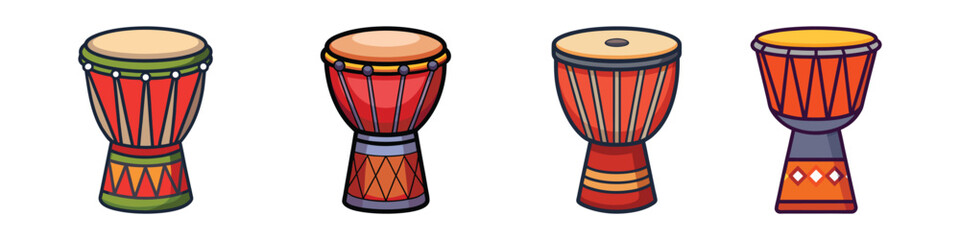 African Drum Flat Illustration Simple Traditional Musical Instrument Vector in Flat Style