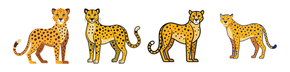 Cheetah Flat Illustration Simple Fast Jungle Animal Vector in Flat Style