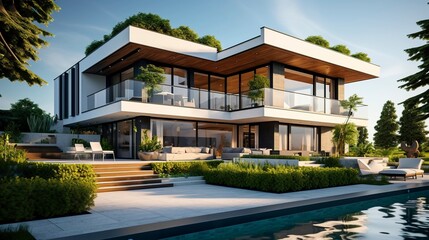Obraz premium A photo of a modern house with a balcony