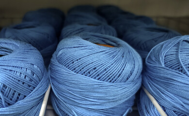 Balls of colored yarn