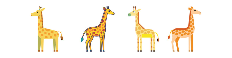 Obraz premium Giraffe Flat Illustration Simple African Wildlife Animal Vector in Flat Style