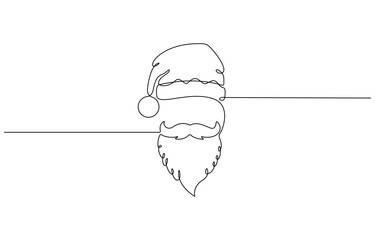 Continuous line drawing face santa claus. Concept of Christmas. Holiday, New year, Santa Claus, simple Christmas element Vector design, Christmas illustration.