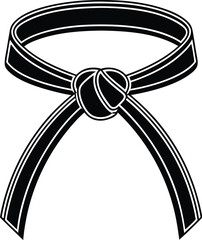 Karate belt icon, martial arts silhouette, taekwondo black belt vector
