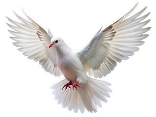 Fototapeta premium White dove flying in the sky, a symbol of peace and freedom