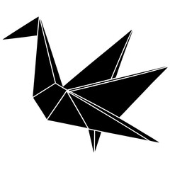 origami crane isolated on black