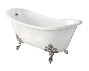 white clawfoot bathtub with curved backrest design
