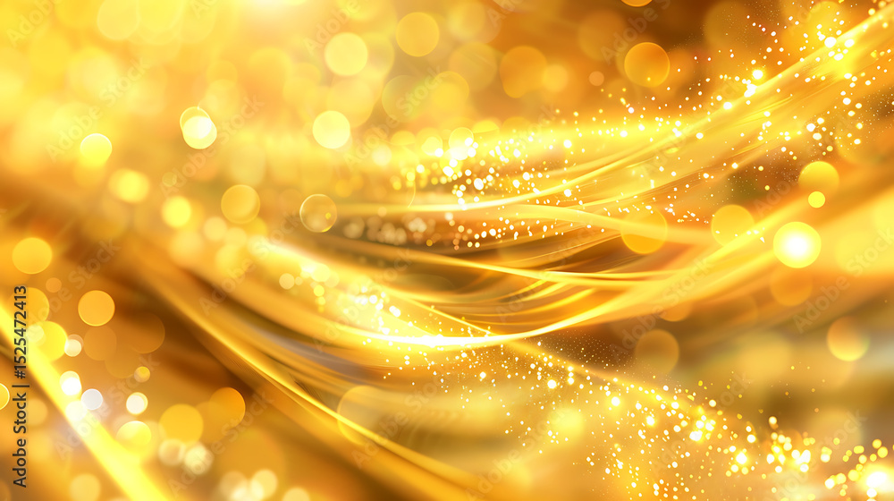 Poster a dazzling display of golden light and bokeh creates an abstract background with glitter and sparkle