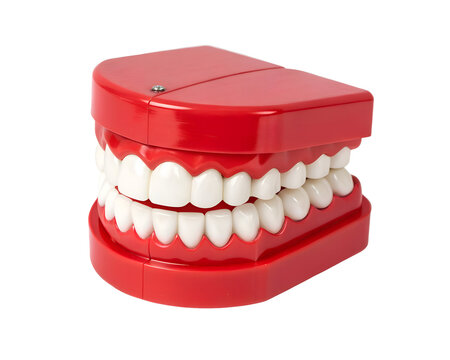 novelty chattering teeth toy with red plastic gums