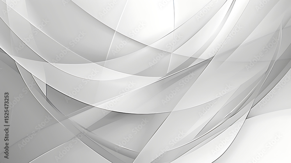 Leinwandbilder Abstract white and gray background with flowing curves and intersecting lines creating a modern and elegant design