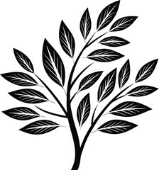 Leafy tree silhouette, tree icon isolated, natural foliage vector