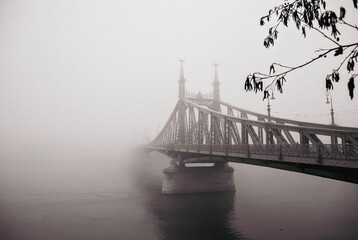 Liberty Bridge in fog, Mysterious morning