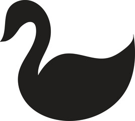 Black Silhouette of Graceful Swan