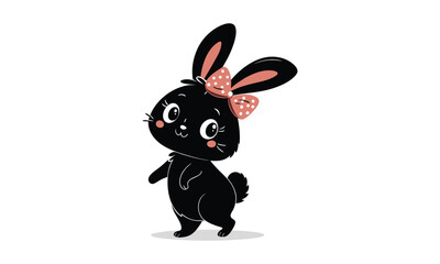 Cute Black Bunny with Orange Bow