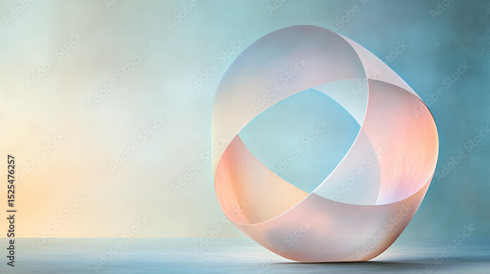 Poster abstract geometric design featuring soft pastel colors and layered forms for a modern artistic touch