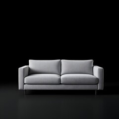 Fototapeta premium Modern Light Gray Sofa Against a Black Background