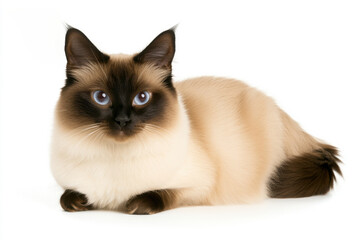 Birman cat with blue eyes and cream fur
