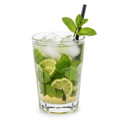Refreshing mojito cocktail with lime and mint summer beverage drink