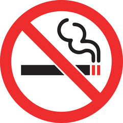 No smoking sign red circle cigarette smoke prohibition symbol
