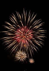 Obraz premium Red And Gold Fireworks Display At Night