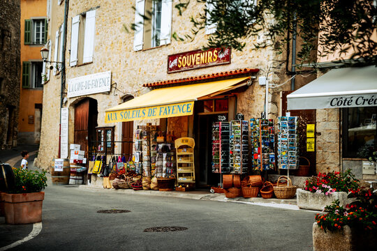 Fayence, France - July 11, 2014: A souvenir shop in the hilltop village of Fayence, France
