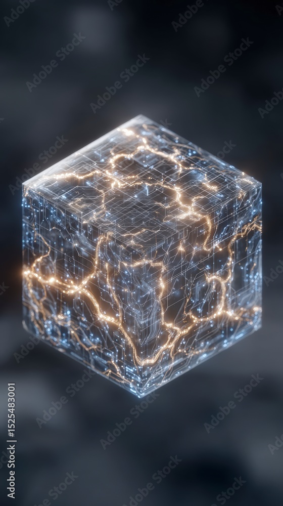 Poster futuristic hexagonal cube abstract tech background energy circuitry