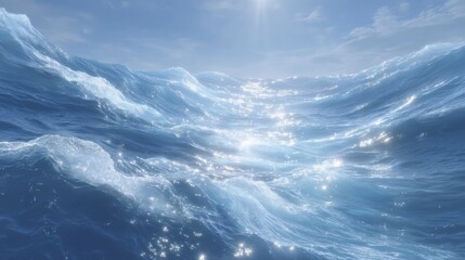 Dramatic Ocean Waves  Cinematic Lighting  Blue Water  Sea Texture  High Resolution Backgro