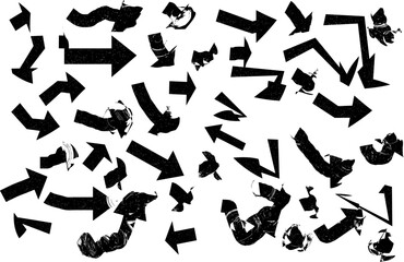 black arrow set and abstract brush texture with grain effect. vector illustration of grain and grunge effect. suitable for design elements