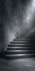 Modern Dark Gray Concrete Steps Cinematic Lighting Galaxy Texture Abstract Background
